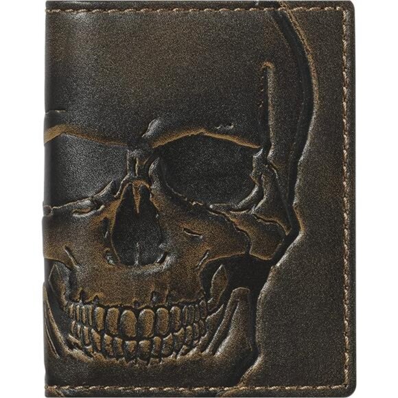House of Jack Co. Skull Slim Card Wallet for Men, Minimalist Front Pocket - Picture 1 of 8